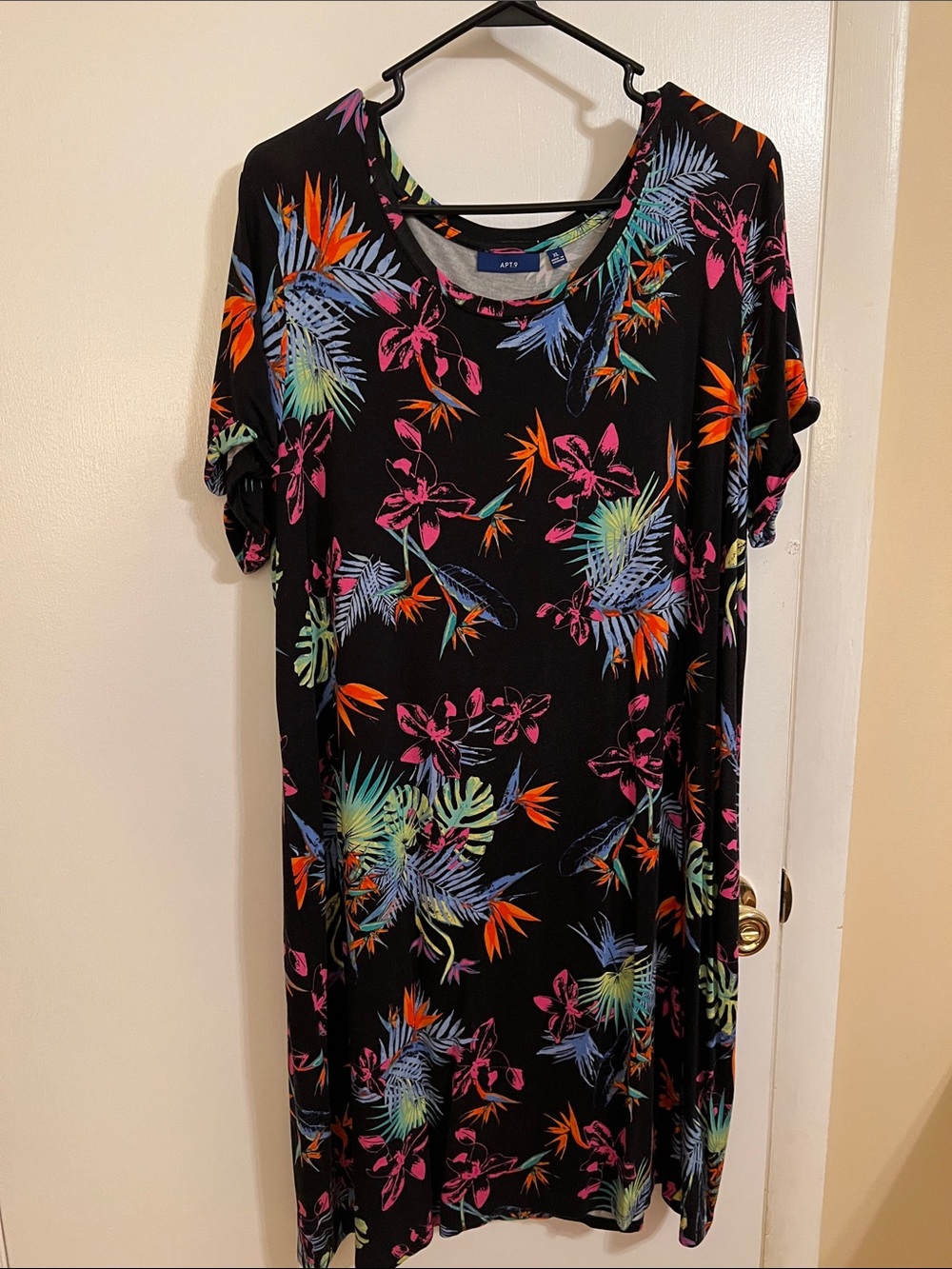 Apt. 9 Black Tropical Floral Swing Dress